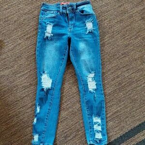 Wax Jean Distressed Skinny Jeans - Blue
